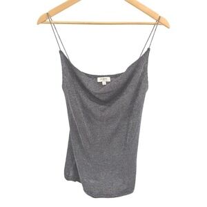Umgee USA Womens Metallic‎ Knit Cowl Neck Spaghetti Strap Tank Top Size S Glam